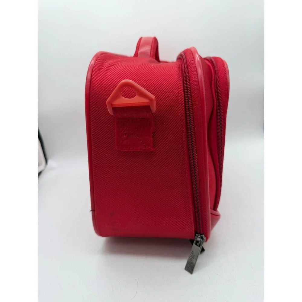 United Colors of Benetton Red Vanity Case Travel Cosmetic Bag Mirror Organizer